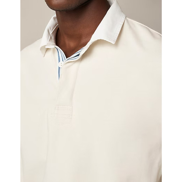 J Crew Mens Rugby Shirt M NWOT Striped Placket White Cream BW541 J.Crew - Picture 3 of 7
